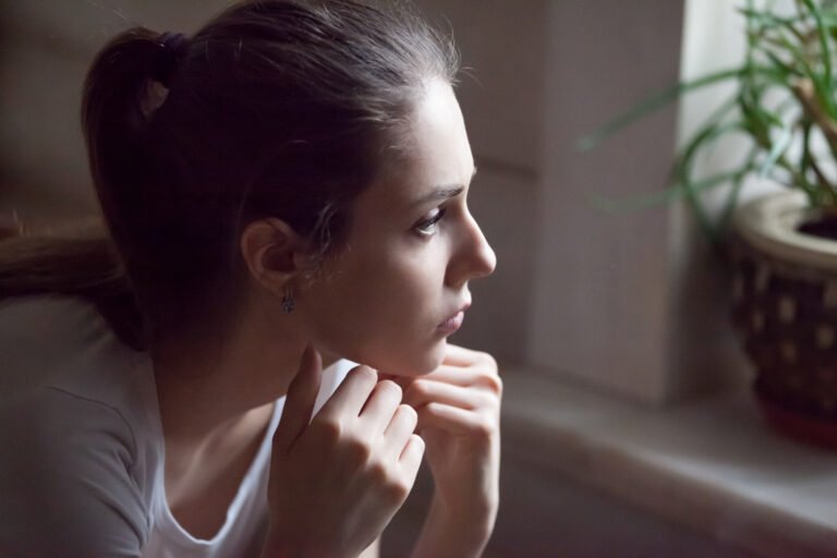 Upset girl feel down having relationships problems