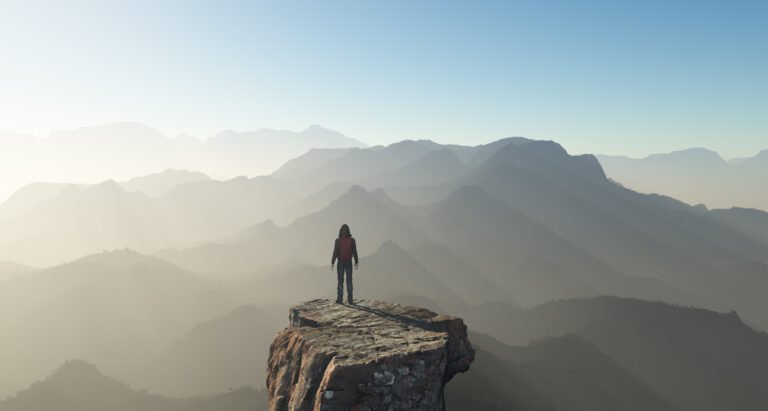 Hiker on top of a mountain.