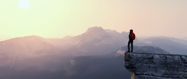 Hiker on top of a mountain.