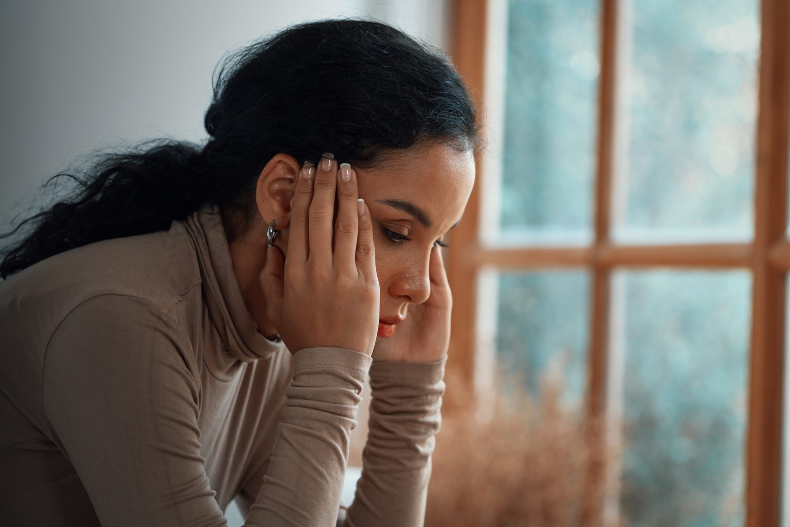 Depressed young Black woman with mental health problem need crucial treatment