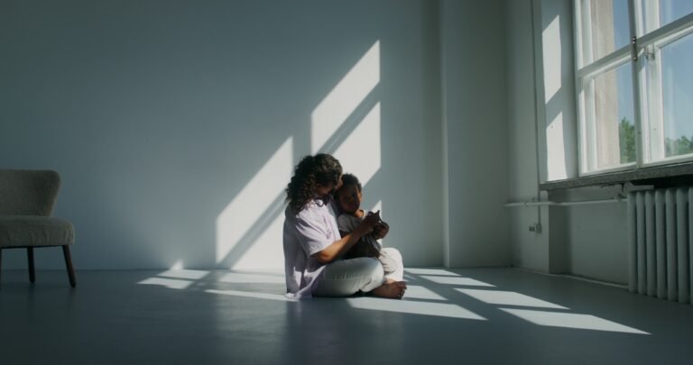 A woman with her daughter in the studio