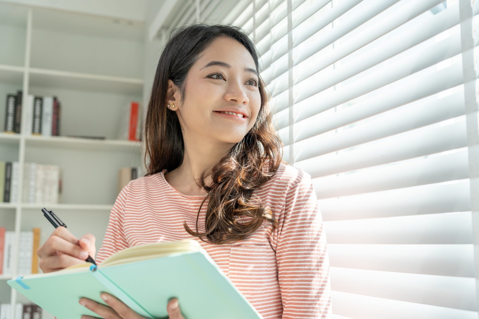 inspiration, writer, writing ,creative ,recreation for imagine, Beautiful Asia attractive young woman writing ideas on notebook, to do list, good thinking work, journalist, Stylish, Dream image, relax