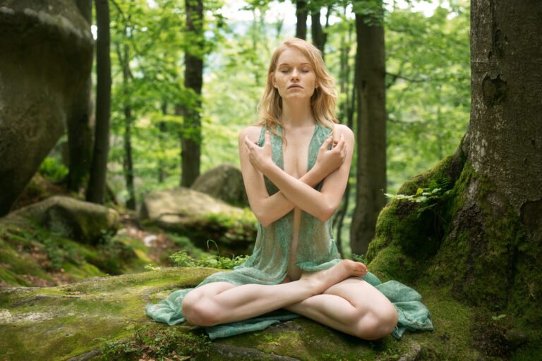 woman meditating and doing yoga