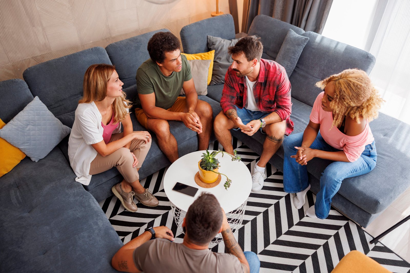 Friends spending time together at home gathering